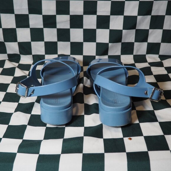 ASOS Blue Jelly Sandals Womens Size 10 Buckle Strap Slingback, Chunky Platform - Picture 4 of 11